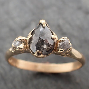 fancy cut salt and pepper diamond engagement 18k yellow gold multi stone wedding ring stacking rough diamond ring byangeline 2260 Alternative Engagement