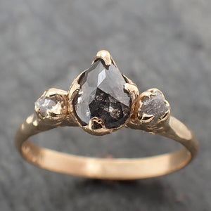 fancy cut salt and pepper diamond engagement 18k yellow gold multi stone wedding ring stacking rough diamond ring byangeline 2260 Alternative Engagement
