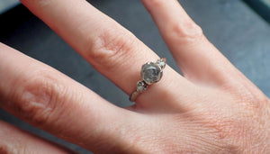 raw salt and pepper diamond engagement ring multi stone rough 14k white gold wedding ring diamond stacking ring rough diamond ring 2258 Alternative Engagement