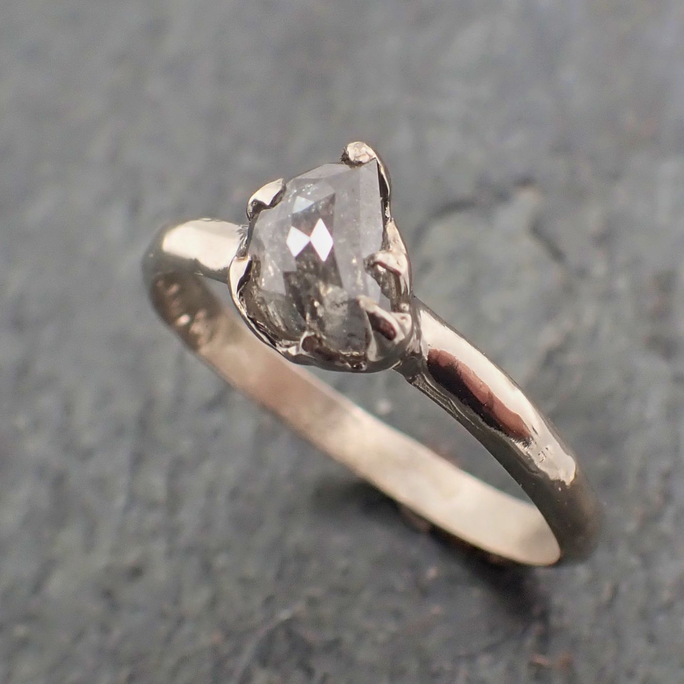 Fancy Cut Half Moon Diamond Solitaire Engagement 14k White Gold Wedding Ring byAngeline 2255