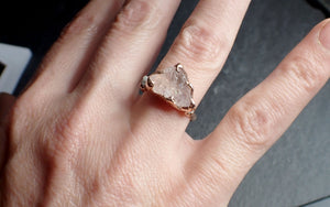 Morganite Raw Uncut Diamond Rose 14k Gold Engagement Ring Multi stone Wedding Ring Custom One Of a Kind Gemstone Bespoke byAngeline 2522