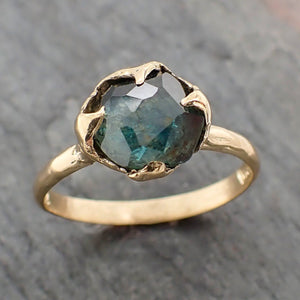 partially faceted montana sapphire solitaire 18k yellow gold engagement ring wedding ring custom one of a kind gemstone ring 2268 Alternative Engagement