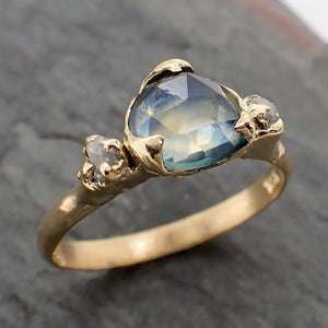 fancy cut montana sapphire diamond 18k yellow gold engagement ring wedding ring custom one of a kind blue gemstone ring multi stone ring 2270 Alternative Engagement