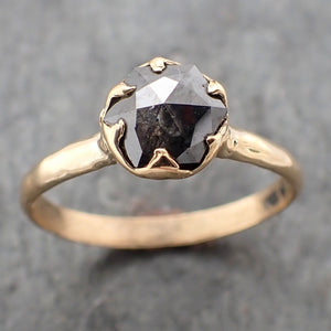 Fancy cut salt and pepper Diamond Solitaire Engagement 18k yellow Gold Wedding Ring Diamond Ring byAngeline 2267