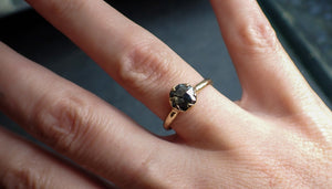 Fancy cut salt and pepper Diamond Solitaire Engagement 18k yellow Gold Wedding Ring Diamond Ring byAngeline 2267