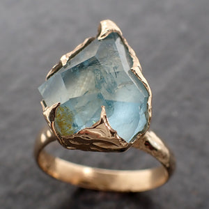 Partially faceted Aquamarine Solitaire Ring 14k gold Custom One Of a Kind Gemstone Ring Bespoke byAngeline 2530