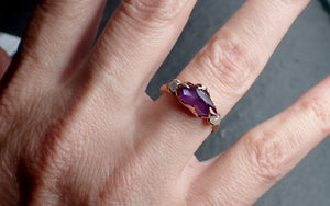 Partially Faceted purple Sapphire 14k Rose gold Multi Stone Ring Gold Gemstone Engagement Ring 2535