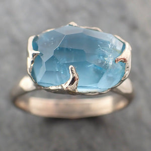 partially faceted aquamarine solitaire ring 14k white gold custom one of a kind gemstone ring bespoke byangeline 2272 Alternative Engagement