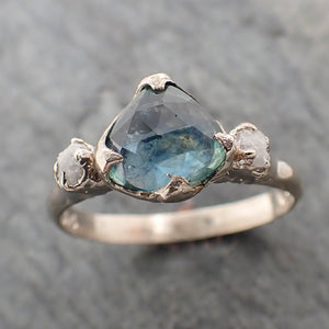 fancy cut montana blue sapphire 14k white gold ring gold multi stone gemstone engagement c2276 Alternative Engagement