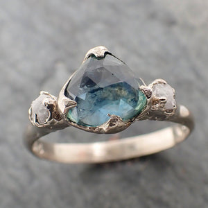 fancy cut montana blue sapphire 14k white gold ring gold multi stone gemstone engagement 2276 Alternative Engagement