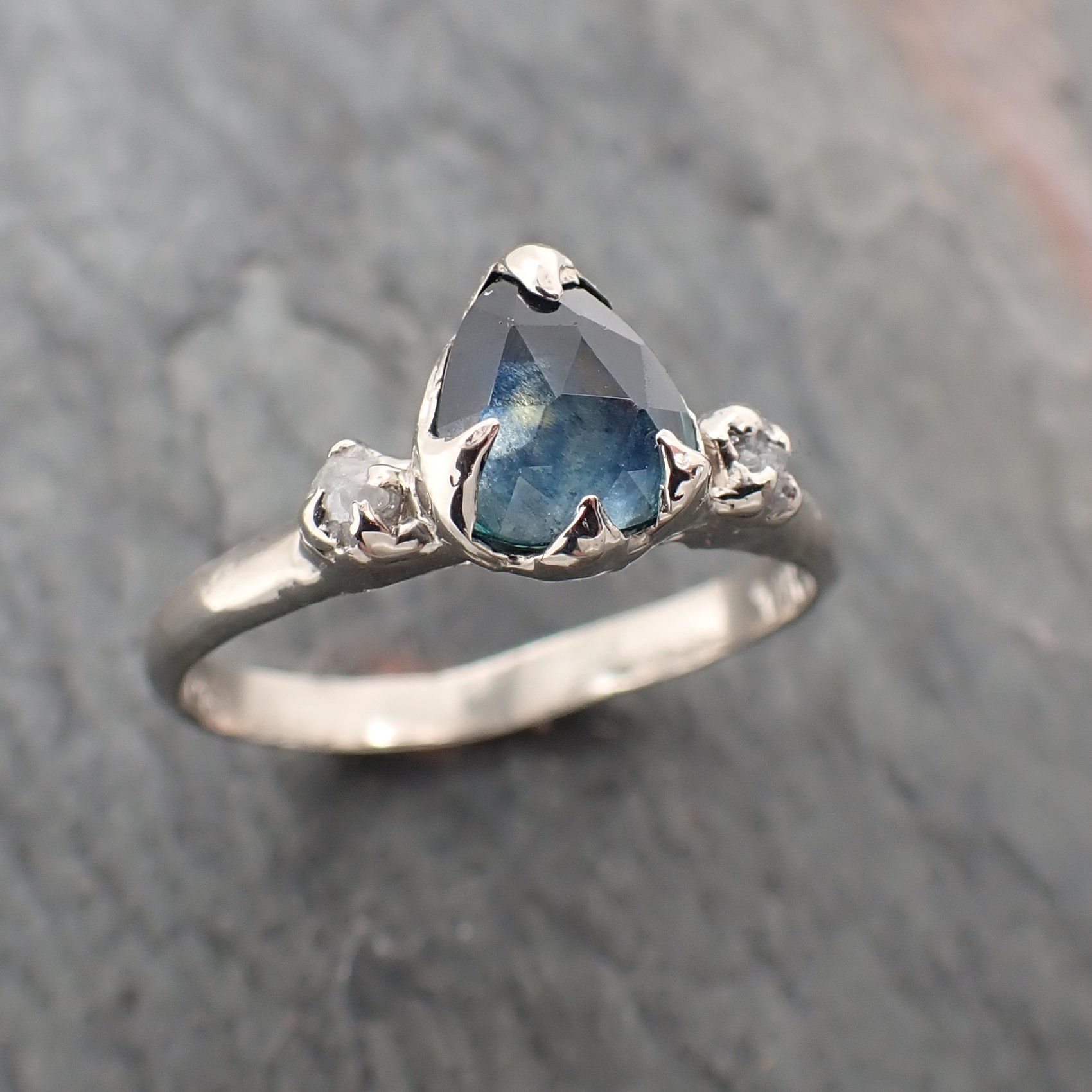 fancy cut montana blue sapphire 14k white gold ring gold multi stone gemstone engagement 2286 Alternative Engagement