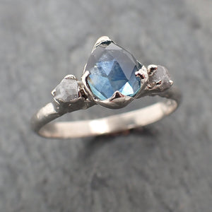 fancy cut montana blue sapphire 14k white gold ring gold multi stone gemstone engagement 2285 Alternative Engagement