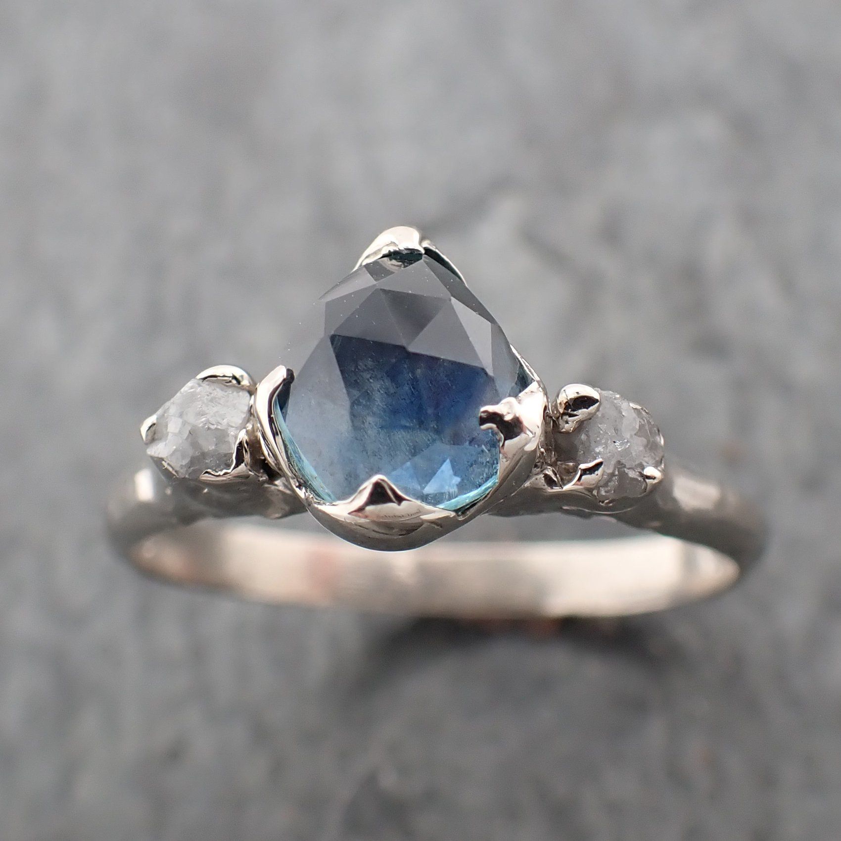 fancy cut montana blue sapphire 14k white gold ring gold multi stone gemstone engagement 2285 Alternative Engagement