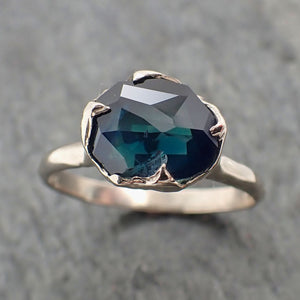 partially faceted montana sapphire solitaire 14k white gold engagement ring wedding ring custom one of a kind gemstone ring 2281 Alternative Engagement
