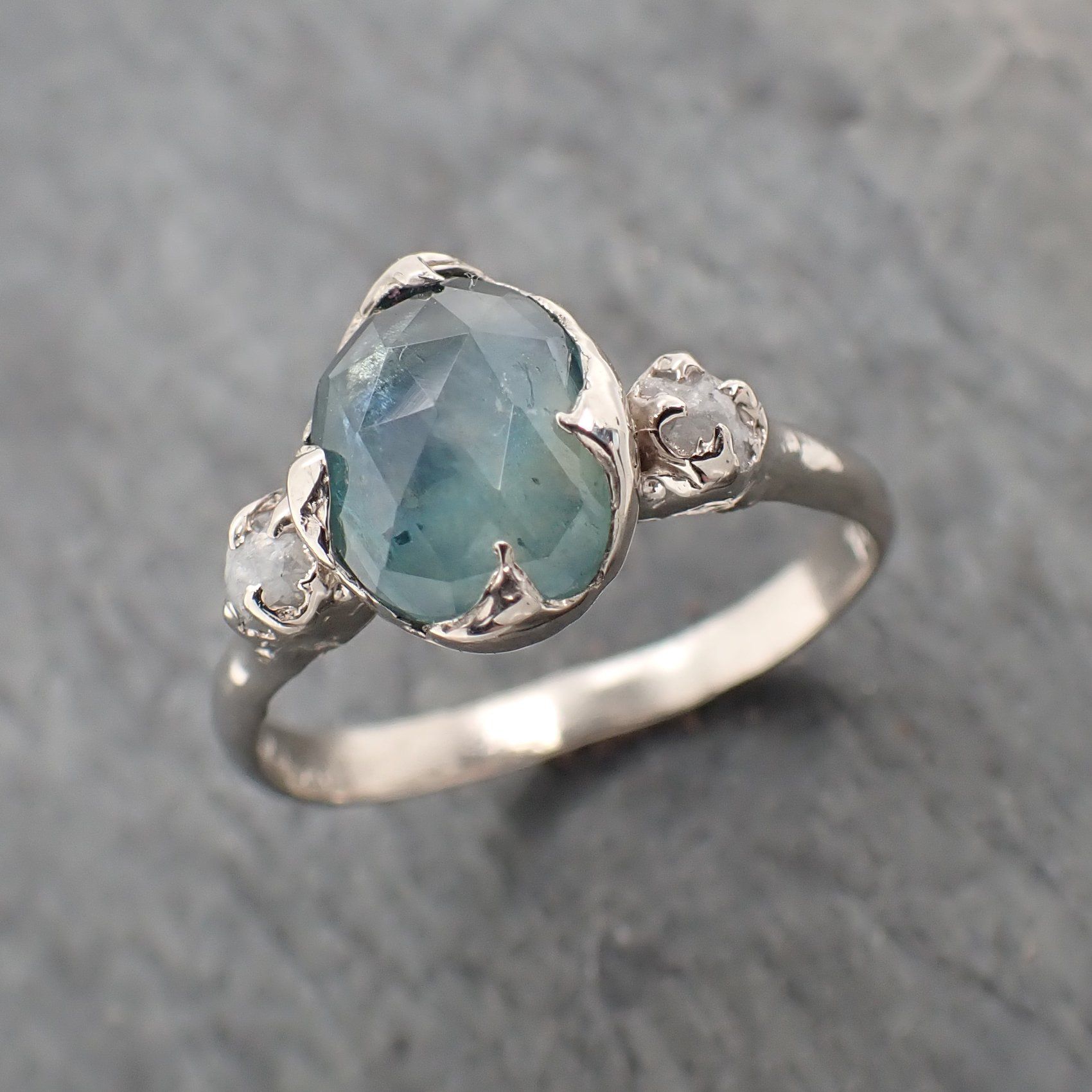 fancy cut montana blue sapphire 14k white gold ring gold multi stone gemstone engagement 2287 Alternative Engagement