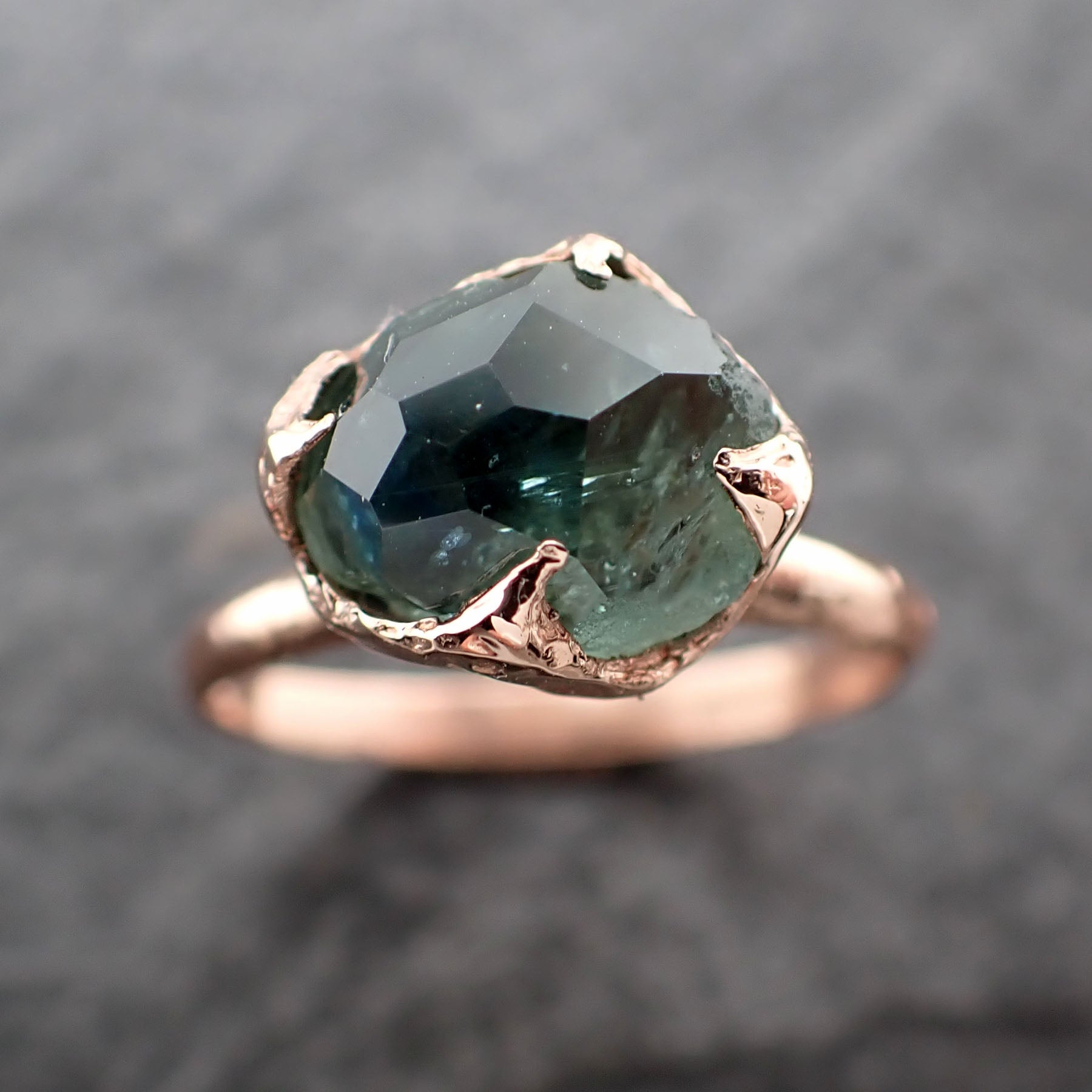 Fancy cut Montana green Sapphire Rose gold Solitaire Ring Gold Gemstone Engagement Ring 2539