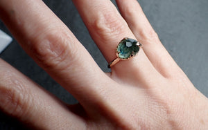 Fancy cut Montana green Sapphire Rose gold Solitaire Ring Gold Gemstone Engagement Ring 2539