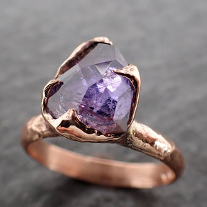 partially faceted purple sapphire 14k rose gold engagement ring wedding ring custom one of a kind gemstone ring solitaire 2537 Alternative Engagement