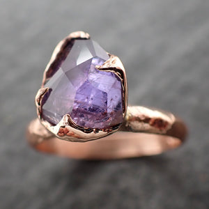 Partially Faceted Purple Sapphire 14k rose Gold Engagement Ring Wedding Ring Custom One Of a Kind Gemstone Ring Solitaire 2537