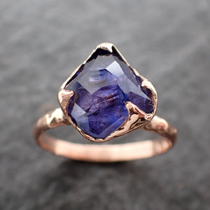 Partially Faceted Purple Sapphire 14k rose Gold Engagement Ring Wedding Ring Custom One Of a Kind Gemstone Ring Solitaire 2538