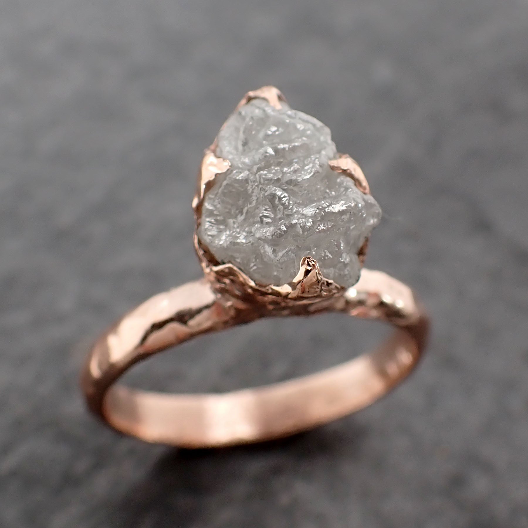 Raw Diamond Solitaire Engagement Ring Rough Uncut Rose gold Conflict Free Diamond Wedding Promise 2541