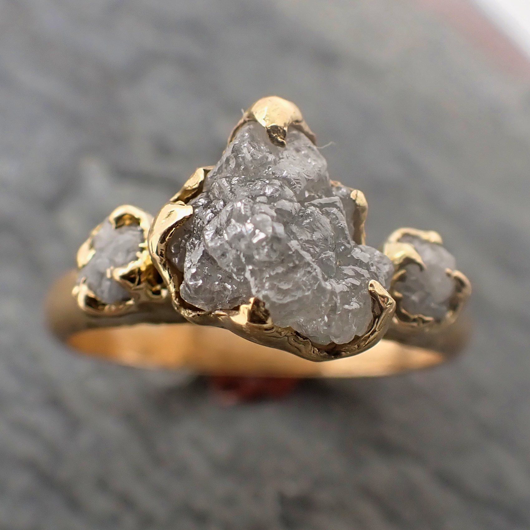 raw rough diamond gold engagement multi stone 18k gold wedding ring diamond wedding ring rough diamond ring byangeline 2288 Alternative Engagement