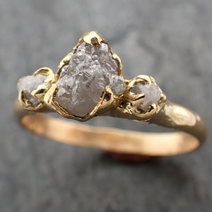 Rough Diamond gold Engagement Multi stone Three Ring 18k Gold Wedding Ring diamond Wedding Ring Rough Diamond Ring byAngeline 2290