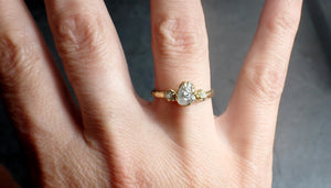 made to order raw rough diamond gold engagement multi stone 18k gold wedding ring diamond wedding ring rough diamond ring byangeline c2289 Alternative Engagement