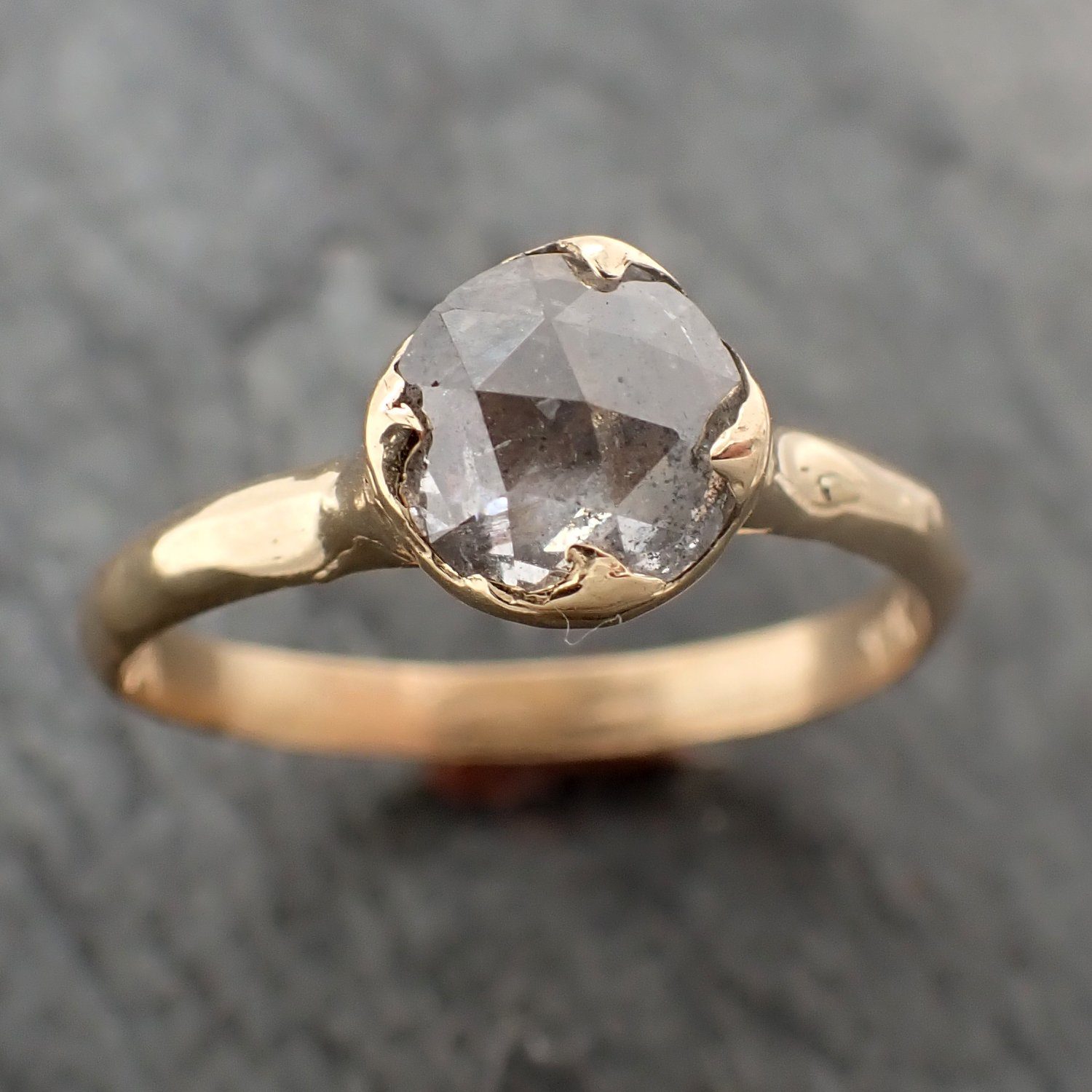 Fancy cut White Diamond Solitaire Engagement 18k yellow Gold Wedding Ring Diamond Ring byAngeline 2302