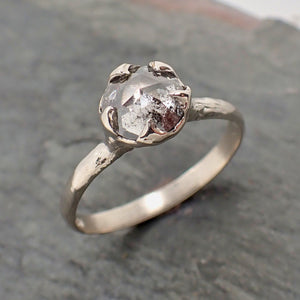 fancy cut salt and pepper diamond solitaire engagement 14k white gold wedding ring byangeline 2293 Alternative Engagement