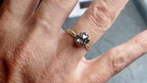 fancy cut salt and pepper diamond solitaire engagement 14k white gold wedding ring byangeline 2293 Alternative Engagement