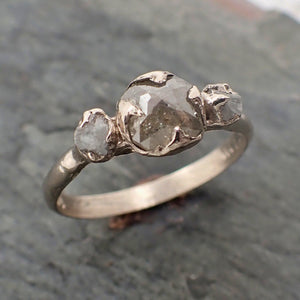 fancy cut gray diamond multi stone engagement 14k white gold wedding ring rough diamond ring byangeline 2301 Alternative Engagement