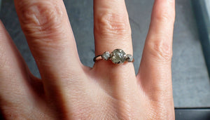 fancy cut gray diamond multi stone engagement 14k white gold wedding ring rough diamond ring byangeline 2301 Alternative Engagement