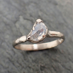 Fancy Cut Half Moon Diamond Solitaire Engagement 14k White Gold Wedding Ring byAngeline 2296