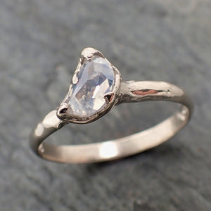 Fancy Cut Half Moon Diamond Solitaire Engagement 14k White Gold Wedding Ring byAngeline 2296