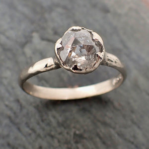 Fancy cut salt and pepper Diamond Solitaire Engagement 14k White Gold Wedding Ring byAngeline 2295