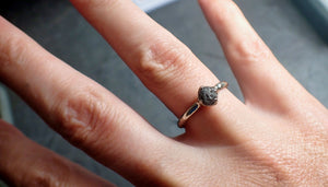 rough raw black diamond engagement ring raw 14k white gold wedding ring wedding solitaire rough diamond ring byangeline 2300 Alternative Engagement