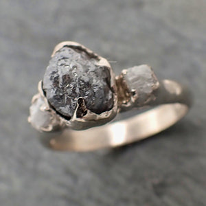 raw rough diamond 14k white gold engagement multi stone wedding ring byangeline 2297 Alternative Engagement
