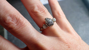 raw rough diamond 14k white gold engagement multi stone wedding ring byangeline 2297 Alternative Engagement