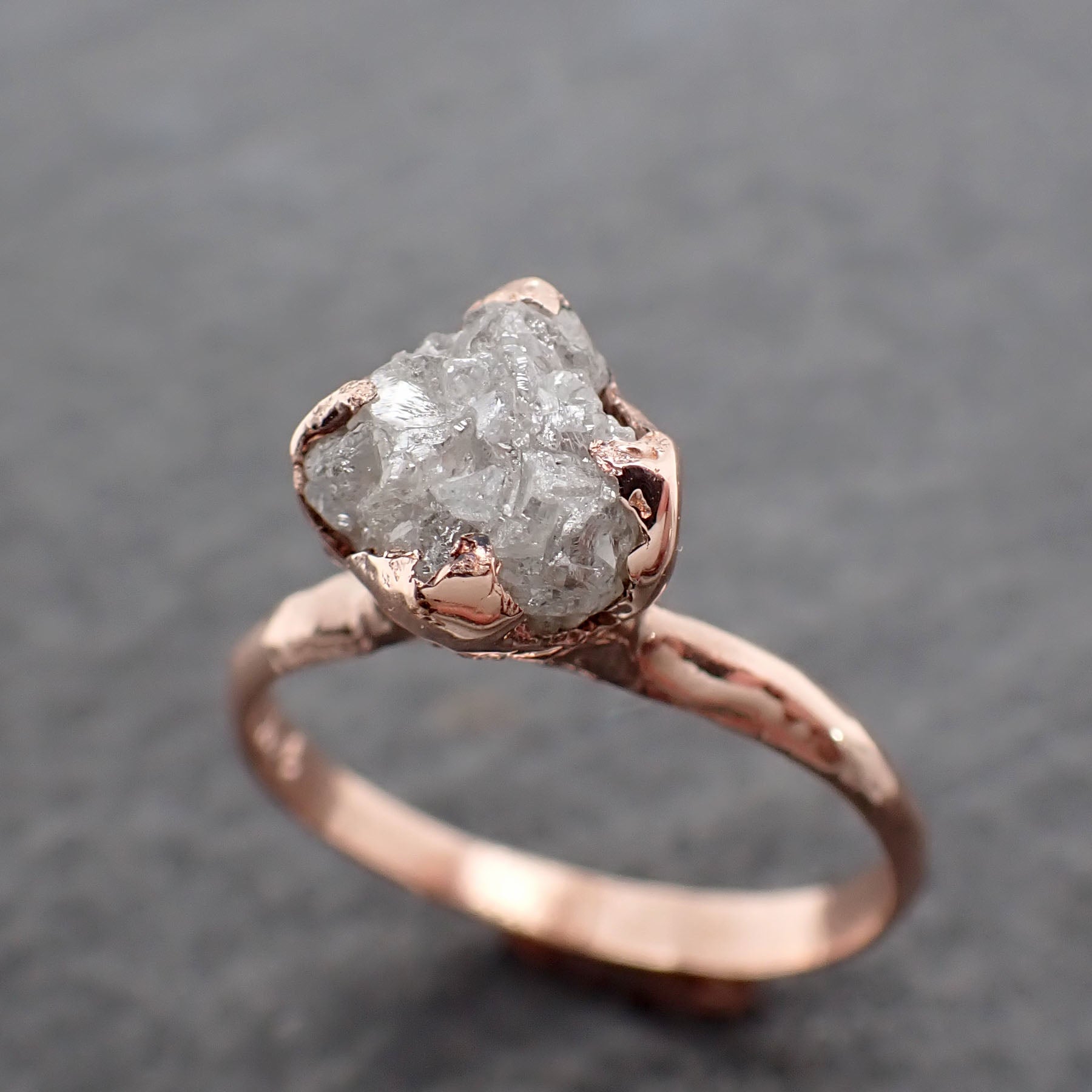 Raw Diamond Solitaire Engagement Ring Rough Uncut Rose gold Conflict Free Diamond Wedding Promise 2547