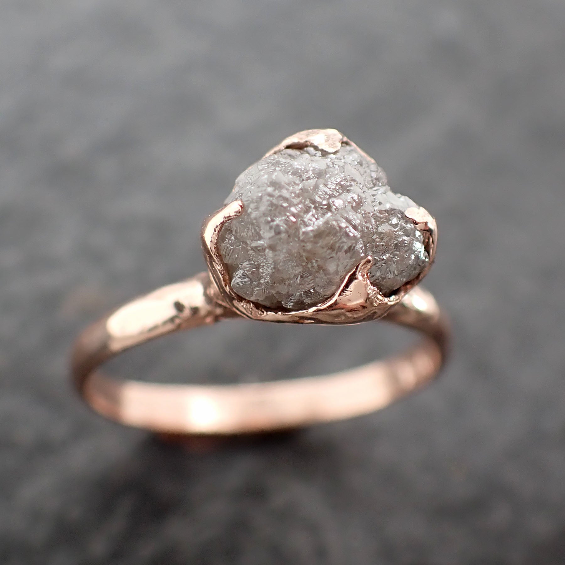 raw diamond solitaire engagement ring rough uncut rose gold conflict free diamond wedding promise 2548 Alternative Engagement