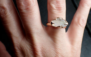 Rough Moonstone 14k Rose Gold Ring Gemstone Solitaire recycled statement cocktail statement 2546