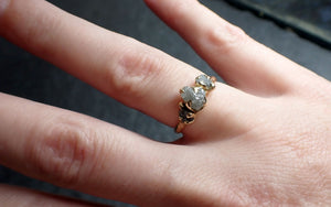 Raw Rough Diamond Engagement Stacking Multi stone Wedding anniversary 14k Gold Ring Rustic 2549
