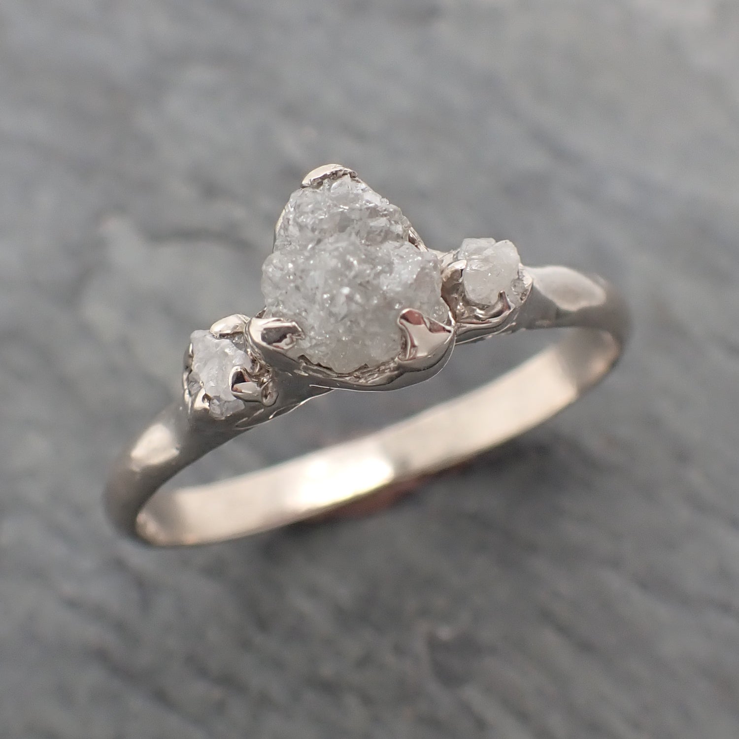 rough diamond 14k white gold engagement multi stone wedding ring byangeline 2306 Alternative Engagement
