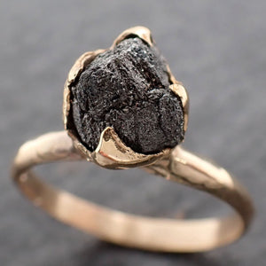 Raw Diamond Solitaire Engagement Ring Rough Uncut gemstone gold Conflict Free Black Diamond Wedding Promise 2558