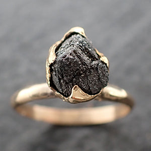 Raw Diamond Solitaire Engagement Ring Rough Uncut gemstone gold Conflict Free Black Diamond Wedding Promise 2558