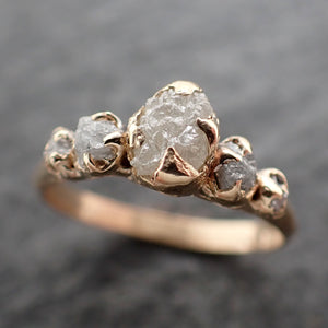 Raw Diamond gold multi stone Engagement Wedding Rough Diamond Ring 2561