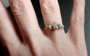 Raw Diamond gold multi stone Engagement Wedding Rough Diamond Ring 2561