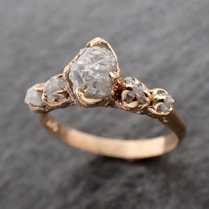raw diamond 14k yellow gold multi stone engagement wedding rough diamond ring 2562 Alternative Engagement