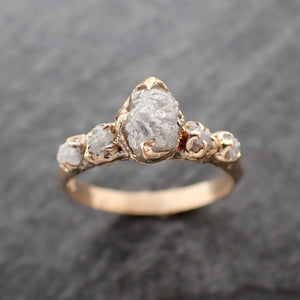 Raw Diamond 14k yellow gold multi stone Engagement Wedding Rough Diamond Ring 2562